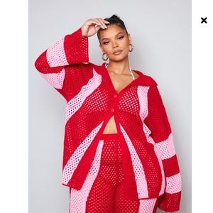 pretty little thing red cardigan